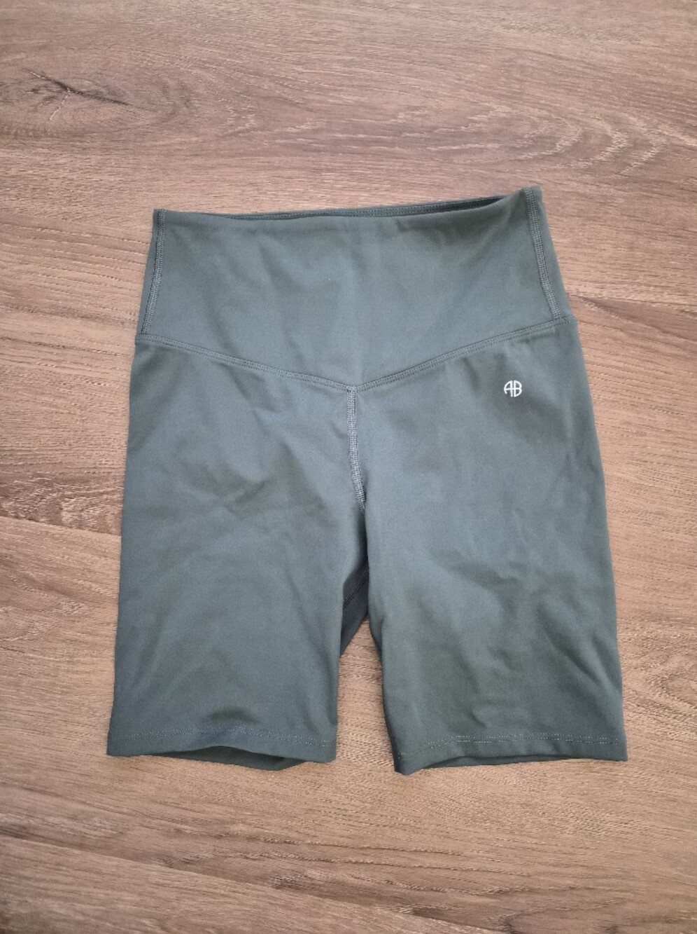 Anine Bing Olive Green High-Rise Bike Shorts XS